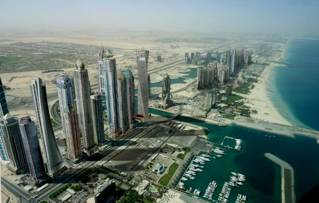 Some of tallest buildings in the World are here, such as Ocean Heights and The Princess Tower which is over 100 stories.  All of these buildings line Dubai Marina.  The United Arab Emerates Spaceport will be the World's first spaceport if construction gets underway . . . no kidding